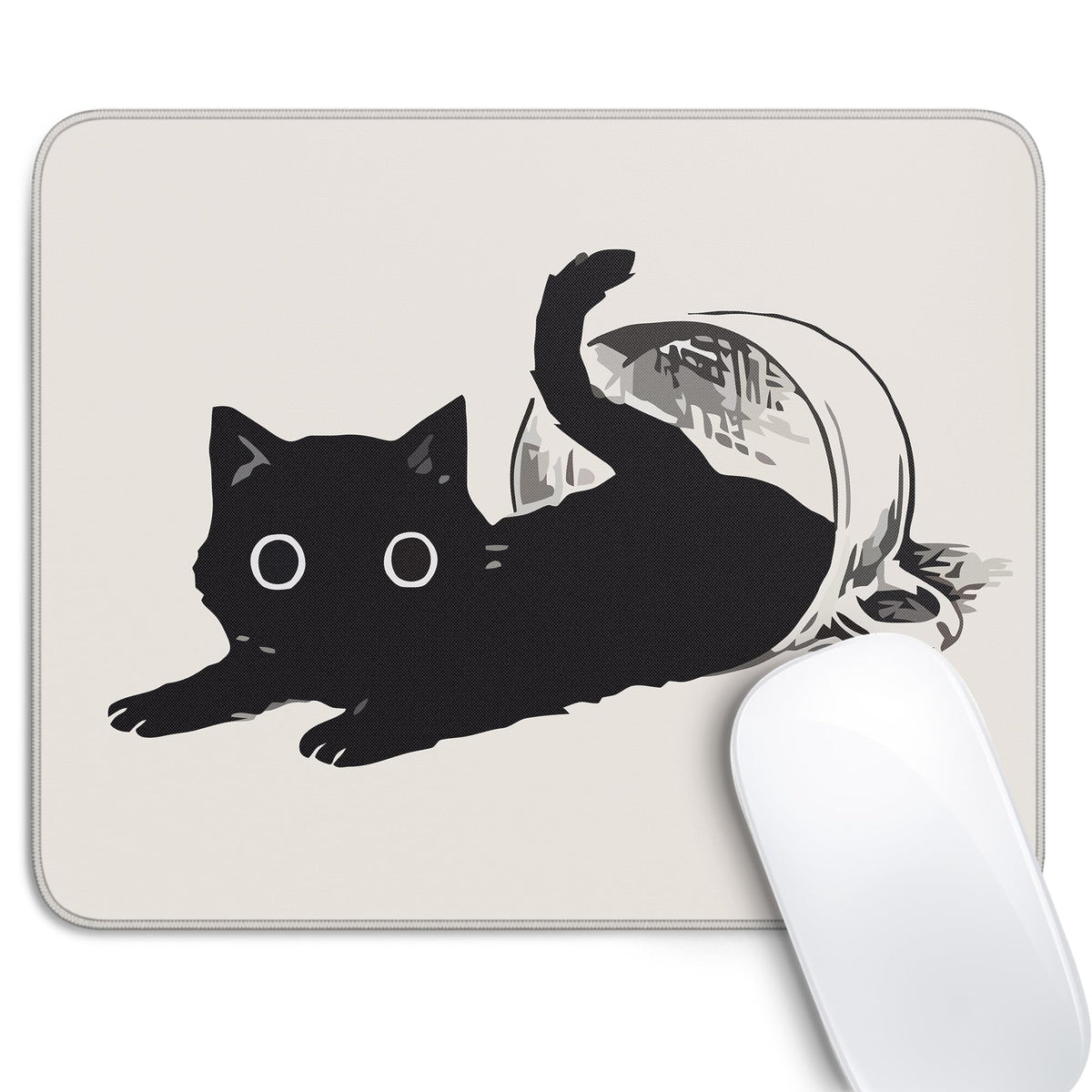 Cute Black Cat Mouse Pad,Kawaii Anime Cat Mouse Pads for Wireless Mouse Desk Accessories,10"X8" Travel Mousepad with Non-Slip Rubber Base, Stitched Edge Mouse Pads for Desk,Computers,Laptop,Office