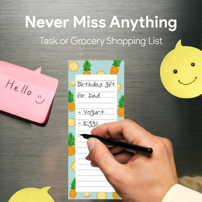 Magnetic Notepads for Refrigerator, 4 Pack Large Grocery List, Fruit