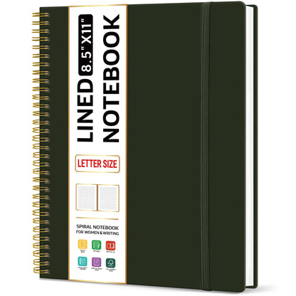 Taja Large Spiral Lined Notebook for Work, Journal for Women & Men