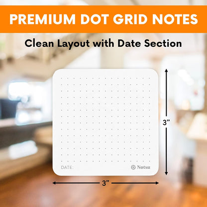 Notsu Dot Grid Sticky Notes Dotted Memo Pads with Date 8pk 3" x 3"