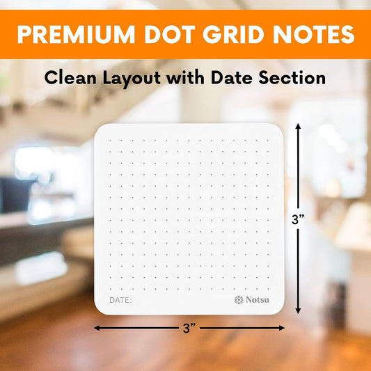 Notsu Dot Grid Sticky Notes Dotted Memo Pads with Date 8pk 3" x 3"