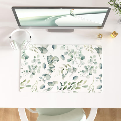 Faux Leather Large Mouse Pad, Office Desk Mat, 31.5"x15.7", Pink Floral