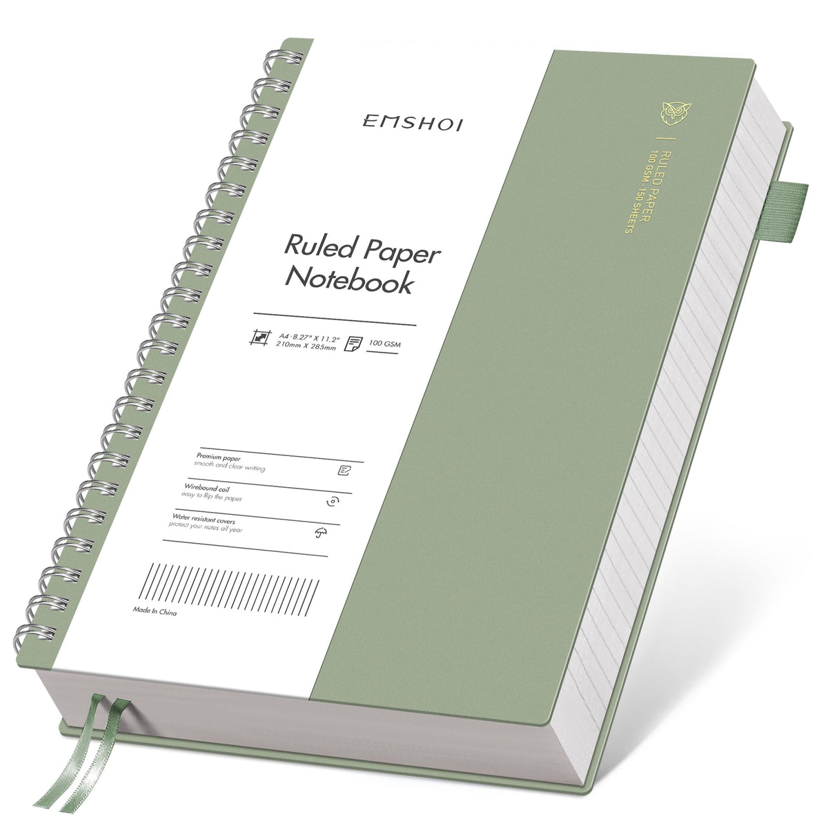 EMSHOI Lined Spiral Journal Notebook, 300 Pages, B5 Size (7.4'' x 10.1'')