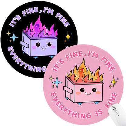 Hancynir Funny Mouse Pad for Desk, Cute Dumpster on Fire Round Mousepad