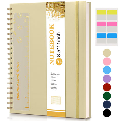 Spiral Notebook Journal 8.5” x 11”, A4 Large Notebooks for Women Men, College Ruled Lined Journal, 100 GSM Paper, Hardcover Spiral Bound Journals for Work School Writing Note Taking Business, Purple