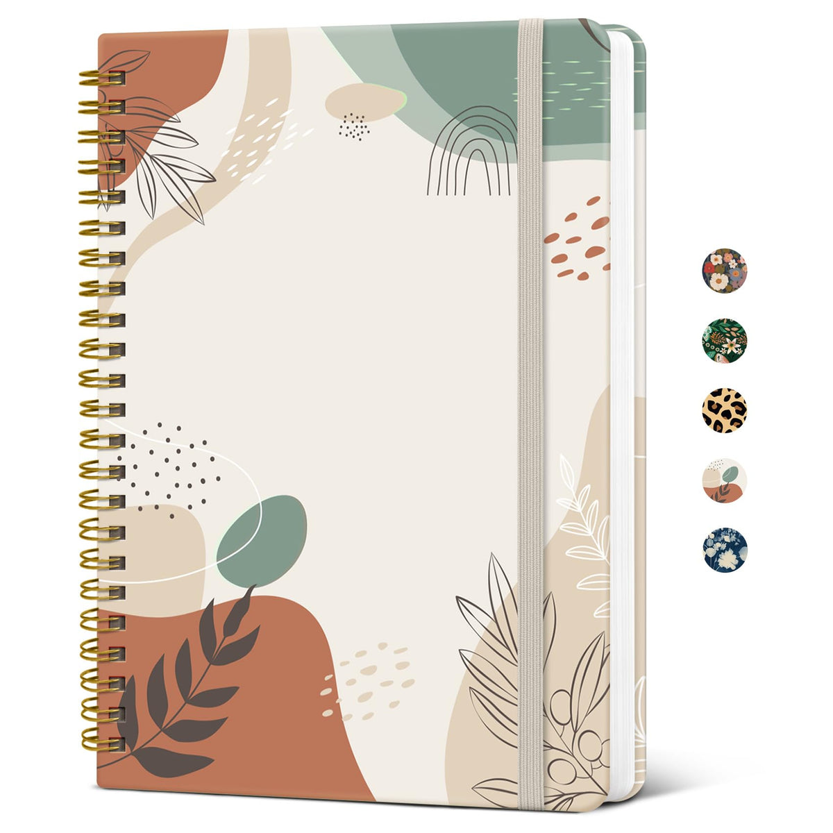 Taja Pretty Spiral Journal for Women, Lined Hardcover Notebook, 6" x 8"