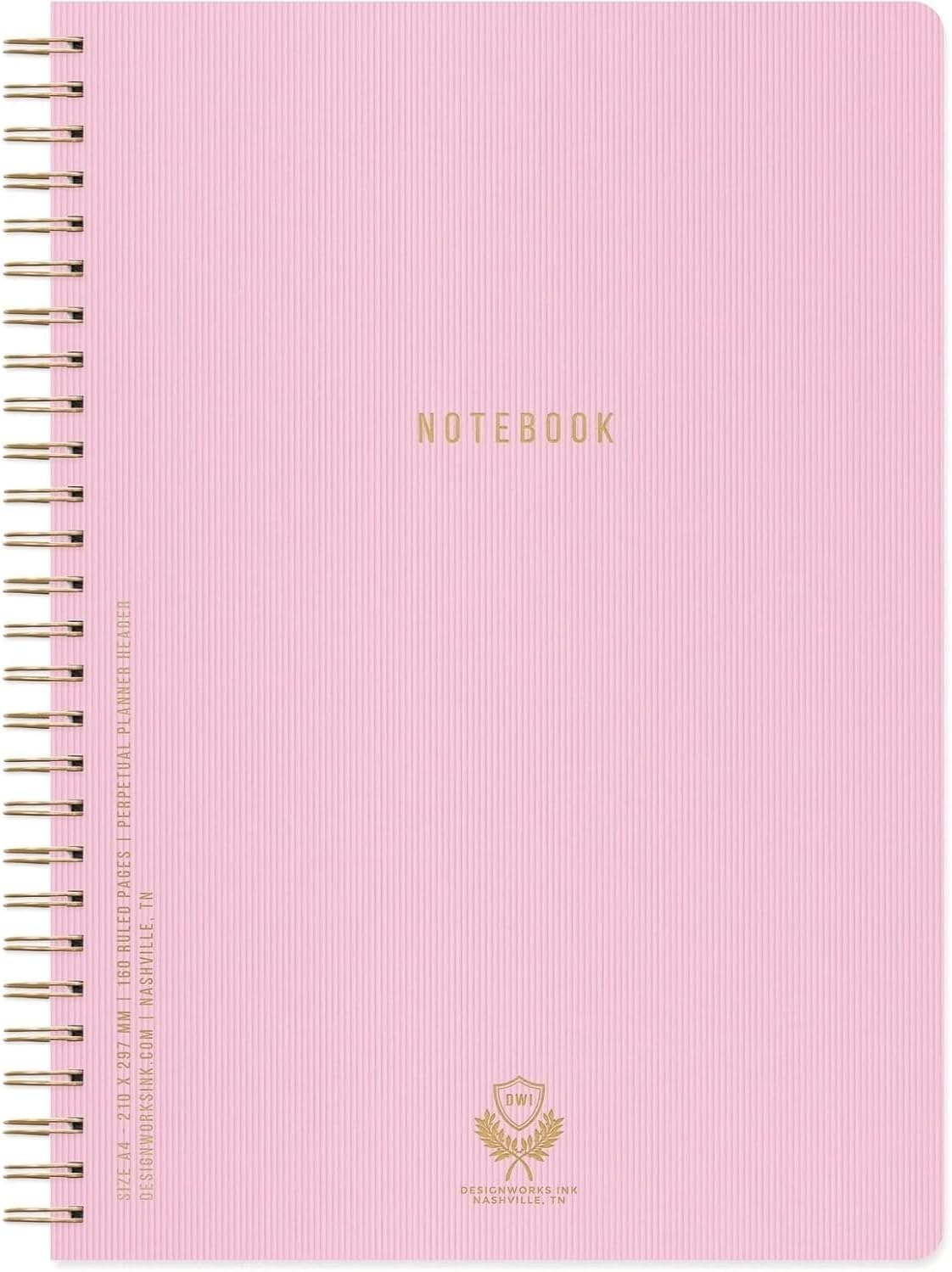 DesignWorks Ink Textured Twin Wire Notebook, Lilac, 8.25 x 11.625 in