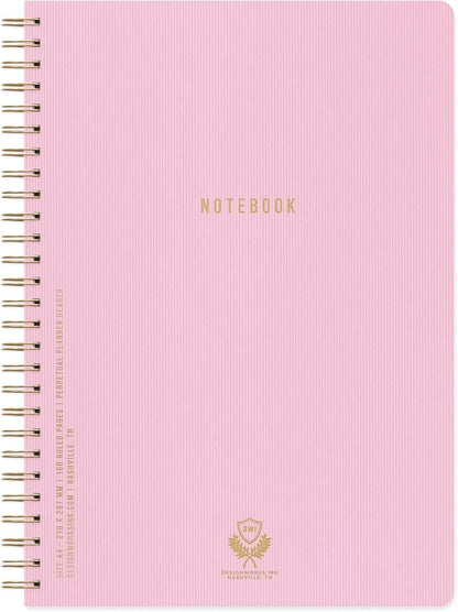DesignWorks Ink Textured Twin Wire Notebook, Lilac, 8.25 x 11.625 in