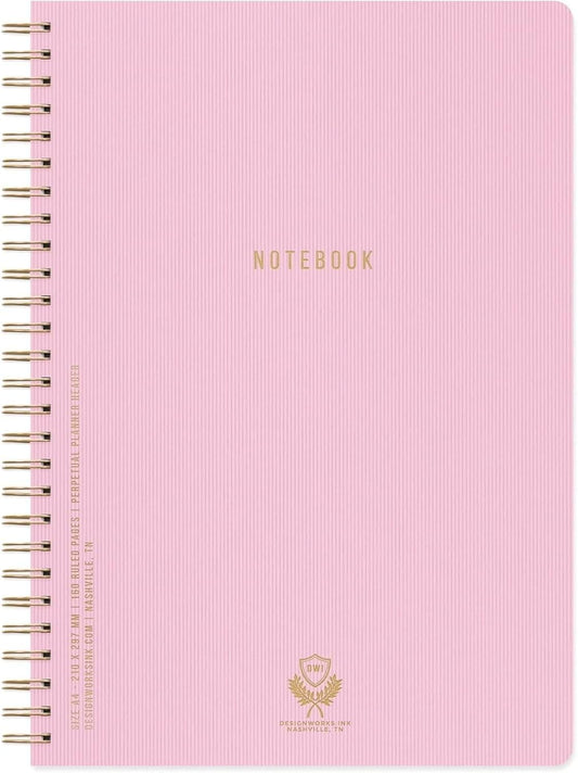 DesignWorks Ink Textured Twin Wire Notebook, Lilac, 8.25 x 11.625 in
