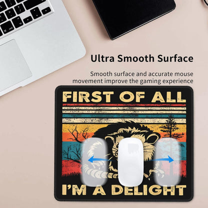 Cute Funny Square Opossum Mousepad with Durable Stitched Edges Washable, Anti-Slip Rubber Base Wireless Mouse Pads for Desk, Computers, Laptop, Office Desk Accessories 9.5 x7.9 Inch