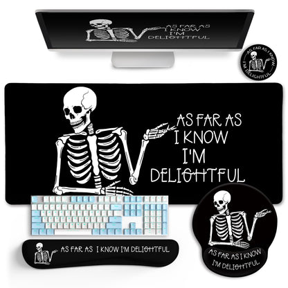 LIMKRIAN Goth Skull Mouse Pad Set Large Desk Mat for Desktop Decor