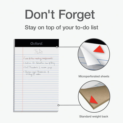 Oxford Legal Pads, 12 Pack, Premium Note Pads, 50 Legal Ruled 5" x 8" Sheets, Bright White Paper with Firm Back, Small Portable Notepads