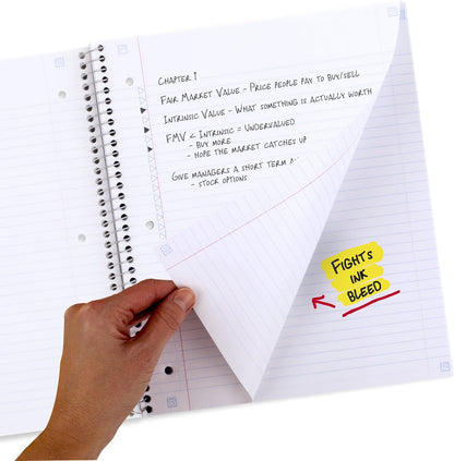 Five Star Spiral Notebook + Study App, 2 Pack, 1 Subject, College Ruled, 8-1/2" x 11", 80 Sheets, Fights Ink Bleed, Water Resistant Cover, Soft Petals (820331F-ECM)