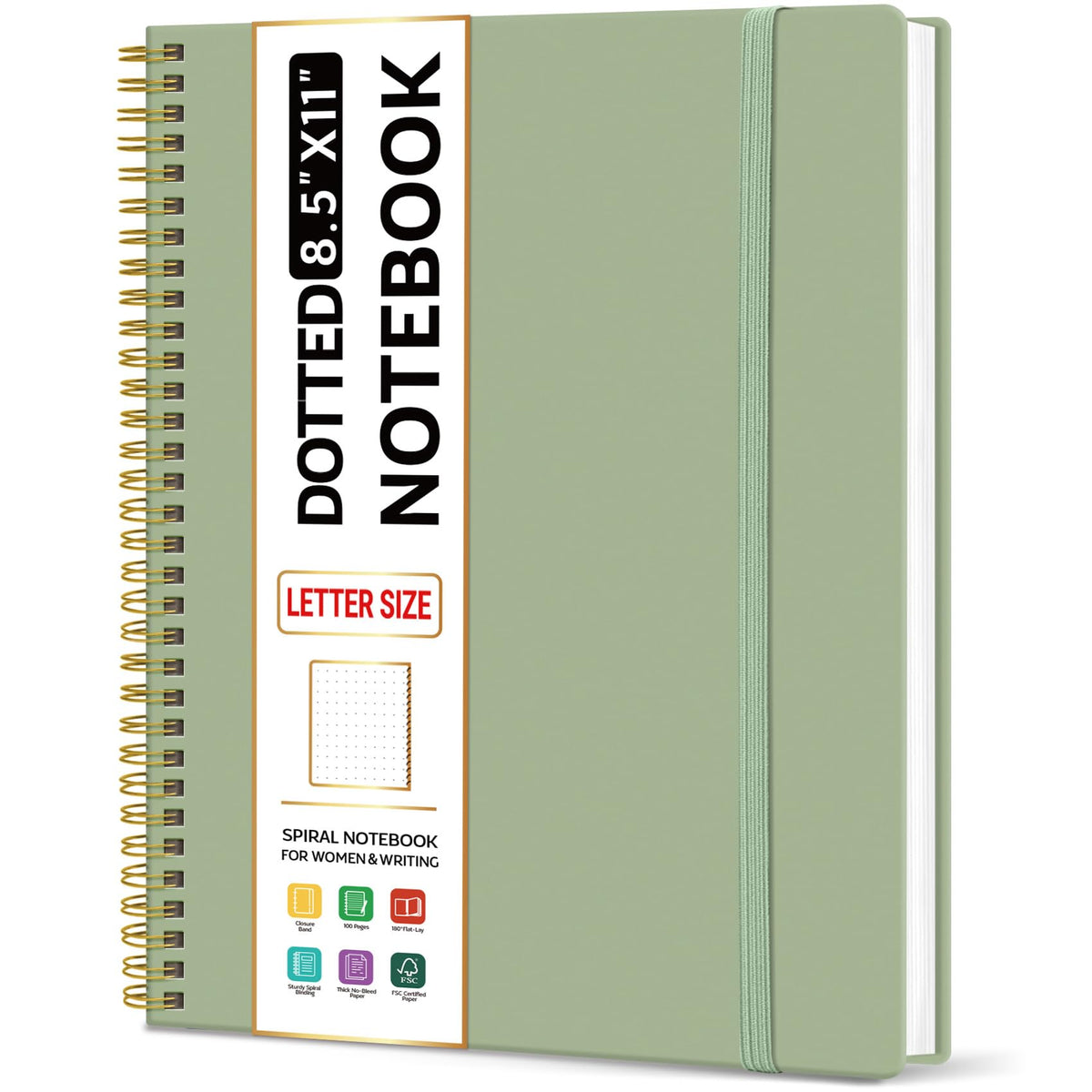Taja Large Spiral Lined Notebook for Work, Journal for Women & Men