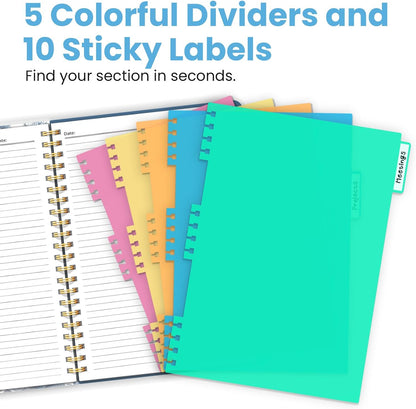 ZOTIA Large Spiral Notebooks for Work 5 Subject with Removable Dividers