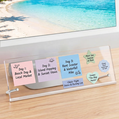 Monitor Memo Board Holder 14"x5", Office Organization Memo Holders for Computer Sticky Note Holder, Space-Saving Under Monitor, Movable & Reusable, Screen Saver for Office & Home Desktop Decor