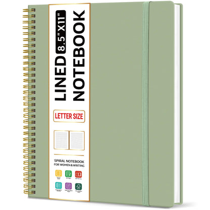 Taja Large Spiral Lined Notebook for Work, Journal for Women & Men