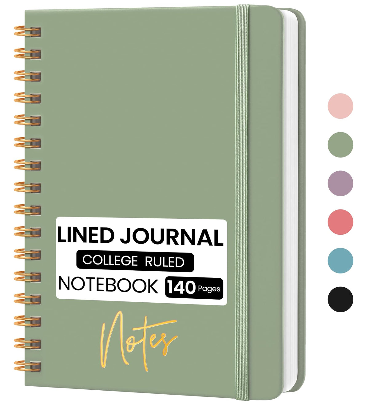 Lined Spiral Journal Notebook, A5 College Ruled Notebook for Note-Taking