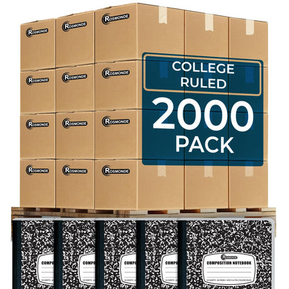 Rosmonde 5 Pack College Ruled Composition Notebooks, Black Marble Notebook