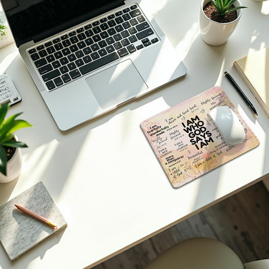Inspirational Christian God Says I Am Mouse Pad, Minimalist Boho Floral Bible Verse Affirmation Mouse Pads Mousepad for Home Office Dorm Computers Laptop Supplies Desk Accessories, 9.5x7.9 Inch