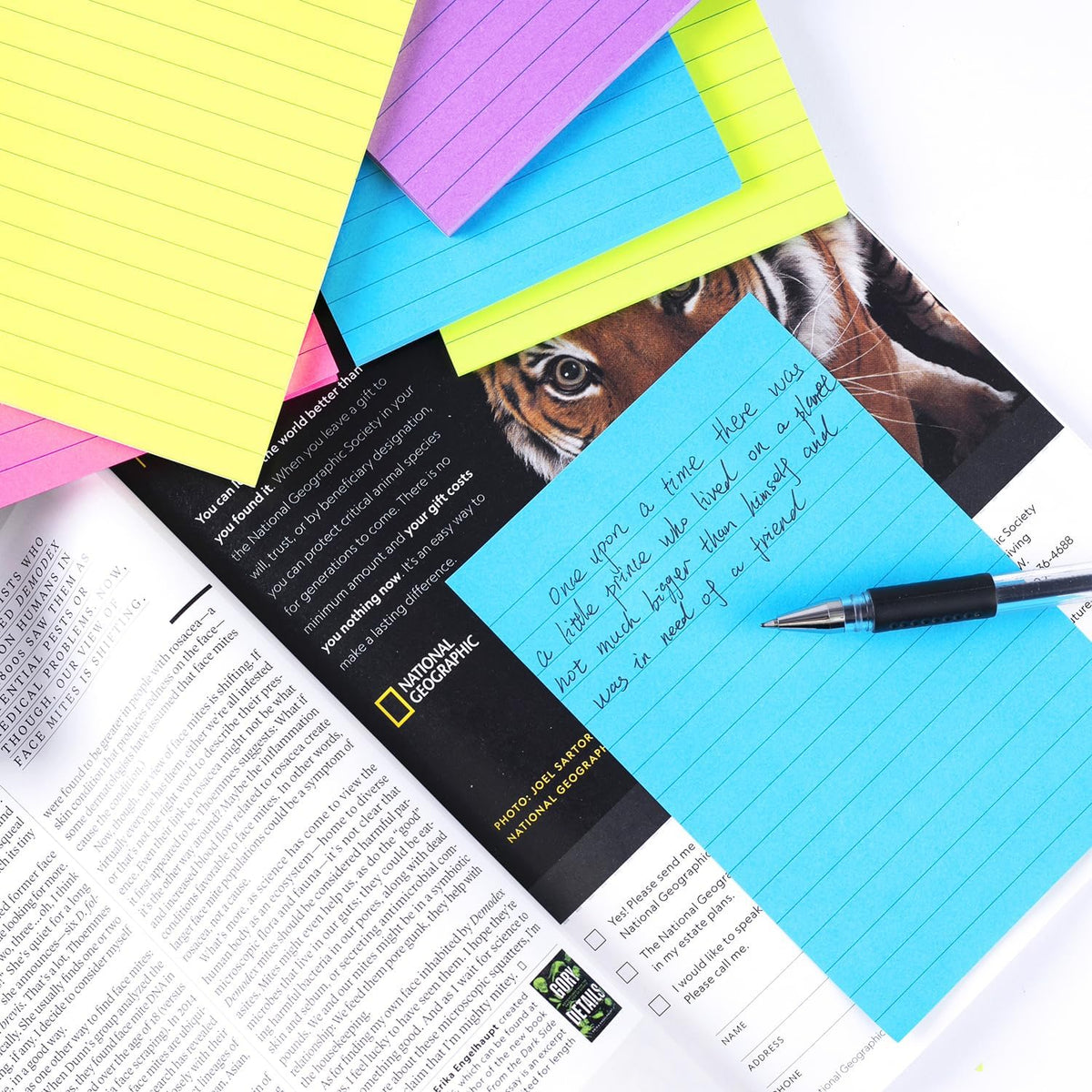 Lined Sticky Notes 4X6 in Bright Ruled Stickies Colorful Memo Pads