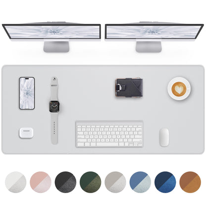 AFIING Desk Pad Protector 23.6" x 13.7" - Non-Slip Waterproof PU Leather Desk Mat for Mouse, Keyboard, Laptop, Office and Home Workspace (Beige)