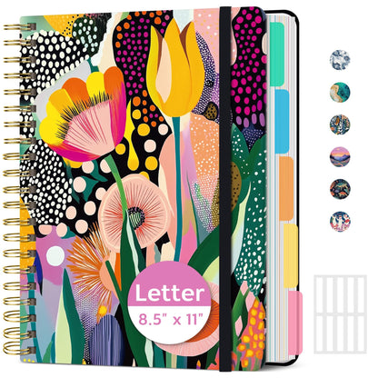 ZOTIA Large Spiral Notebooks for Work 5 Subject with Removable Dividers