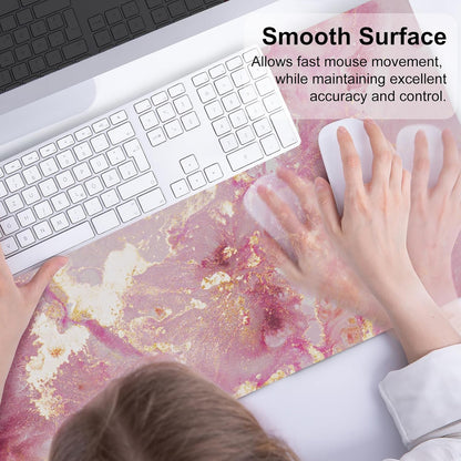 QiyI PU Leather Large Mouse Pad, Office Decor, 31.5" x 15.7", Rose Gold