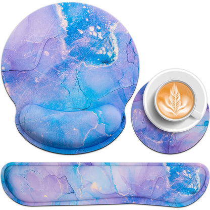 Mouse Pad with Wrist Rest Set, 3-in-1 Wrist Support Mouse Pad Set, Floral