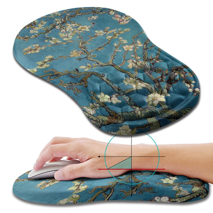 Hokafenle Ergonomic Mouse Pad Wrist Support, Wrist Rest Mousepad for Carpal Tunnel Pain Relief with Integrated Memory Foam Slope Massage Bulge (11.8x7.9 inch,Forest