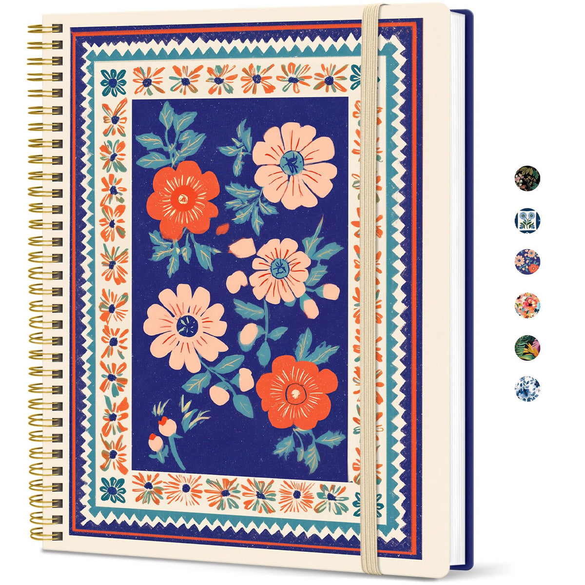 Taja Large Spiral Lined Journal for Women and Men, Notebook for Work