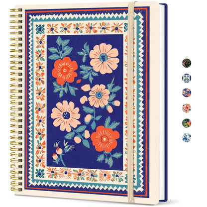Taja Large Spiral Lined Journal for Women and Men, Notebook for Work