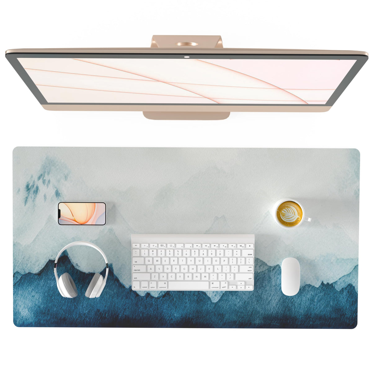 QiyI PU Leather Large Mouse Pad, Office Decor, 31.5" x 15.7", Rose Gold