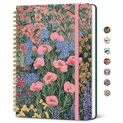 Taja Pretty Spiral Journal for Women, Lined Hardcover Notebook, 6" x 8"