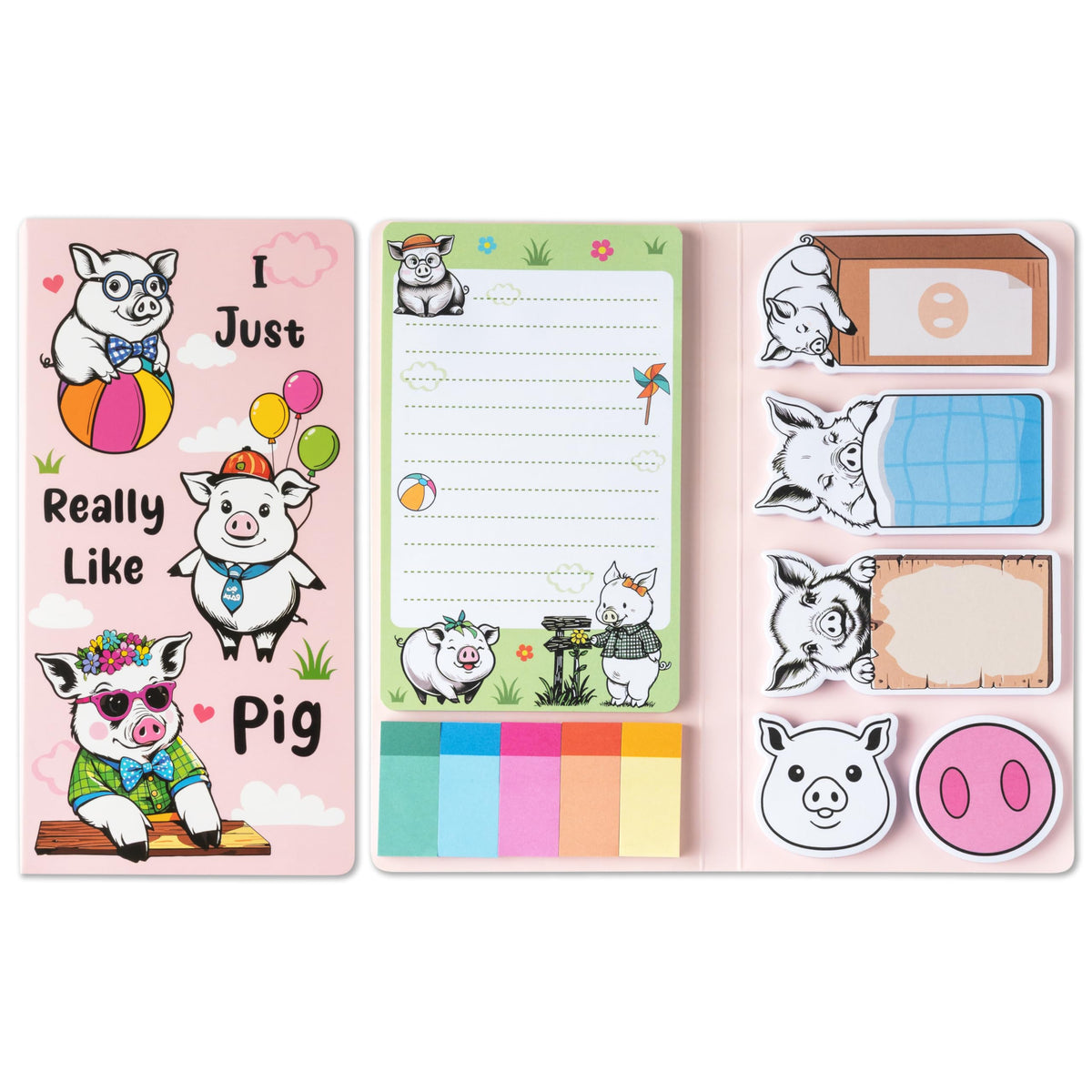 B1ykin Sticky Notes Set - 550 Sheets Memo Writing Pad Cat Floral Design