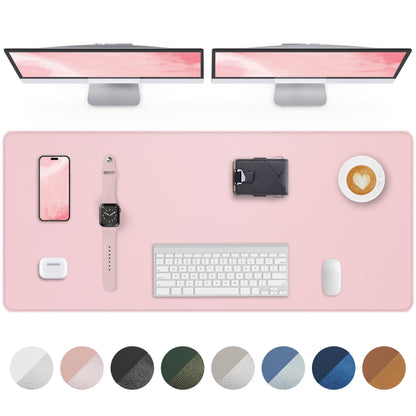 AFIING Desk Pad Protector 23.6" x 13.7" - Non-Slip Waterproof PU Leather Desk Mat for Mouse, Keyboard, Laptop, Office and Home Workspace (Beige)