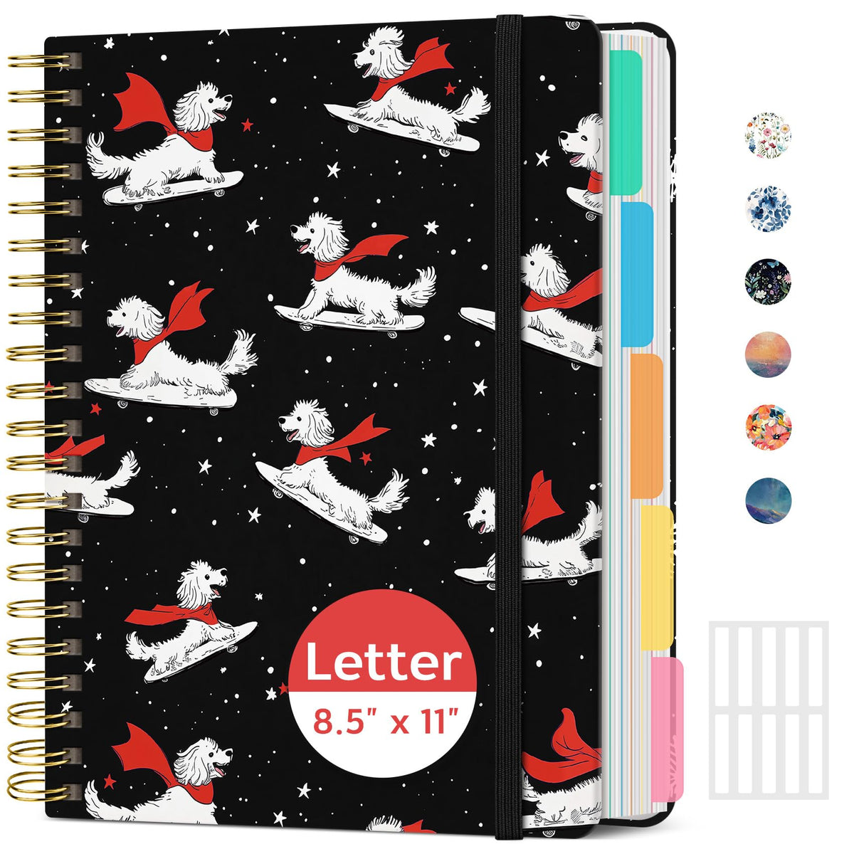 Taja Large Spiral Notebooks for Work 5 Subject with Removable Dividers