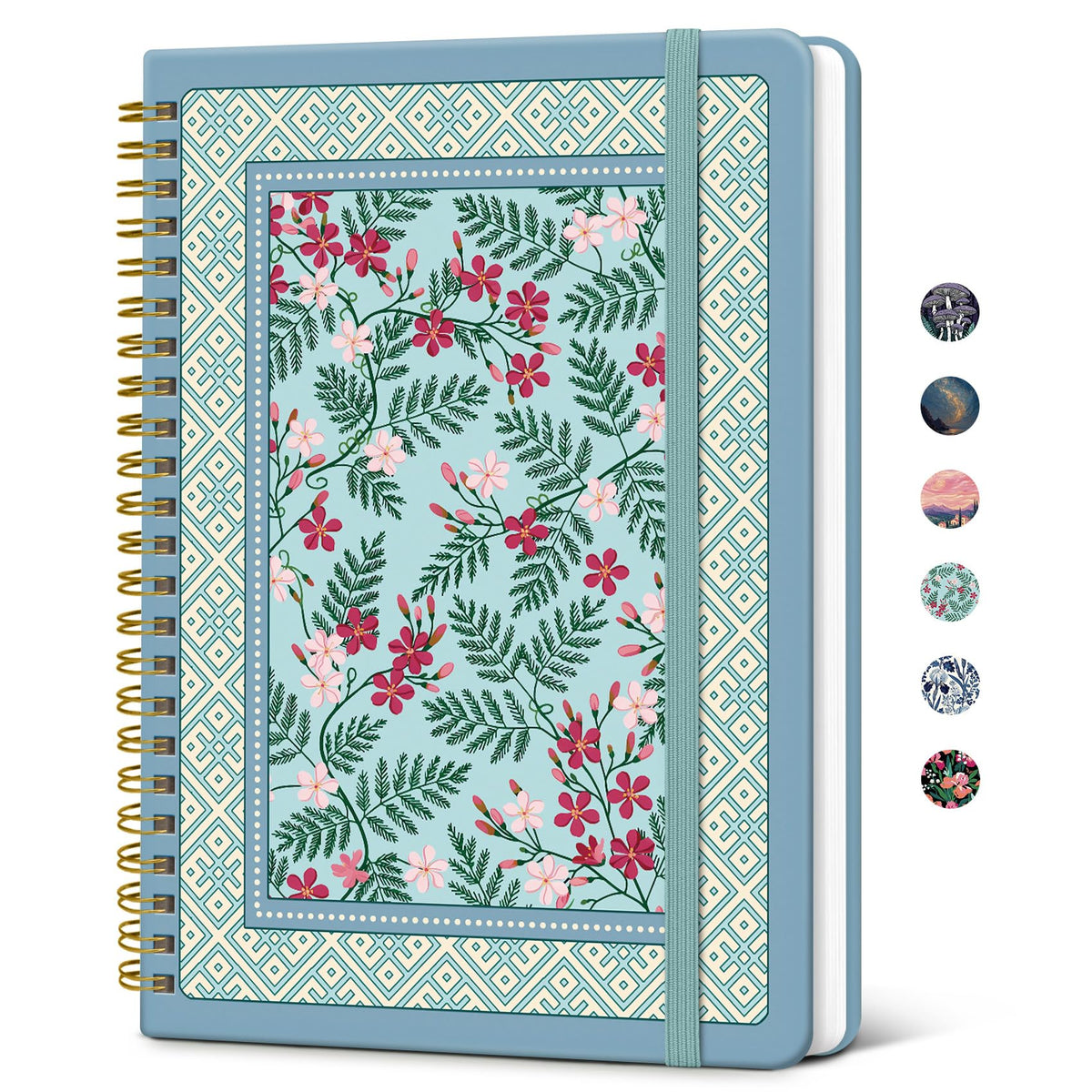 Taja Hardcover Journal for Women, Pretty Spiral Lined Notebook for Work, A5