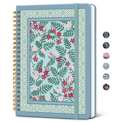 Taja Hardcover Journal for Women, Pretty Spiral Lined Notebook for Work, A5