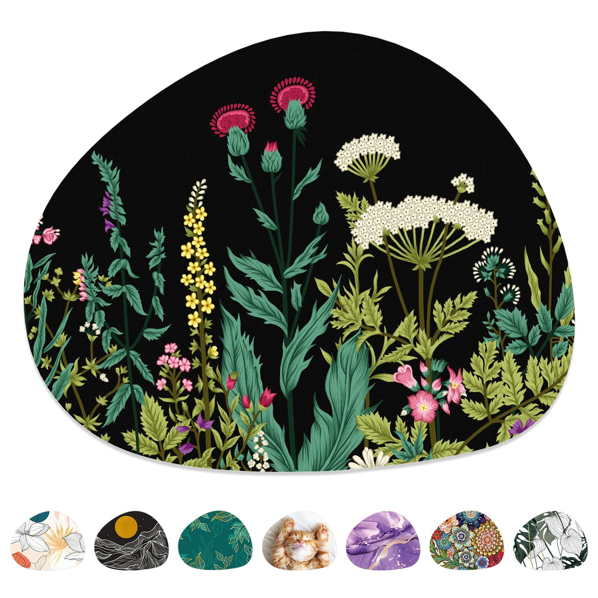 Mouse Pad, Premium-Textured Oval Computer Pad, 8.7" x 7.1" Thick 3 mm Anti-Slip Waterproof Rubber Cute Mouse Mat for Office, Home, Gaming, Laptop, PC, Artistic Dots