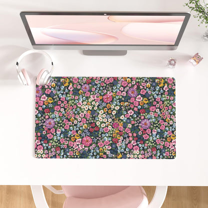 Faux Leather Large Mouse Pad, Office Desk Mat, 31.5"x15.7", Pink Floral