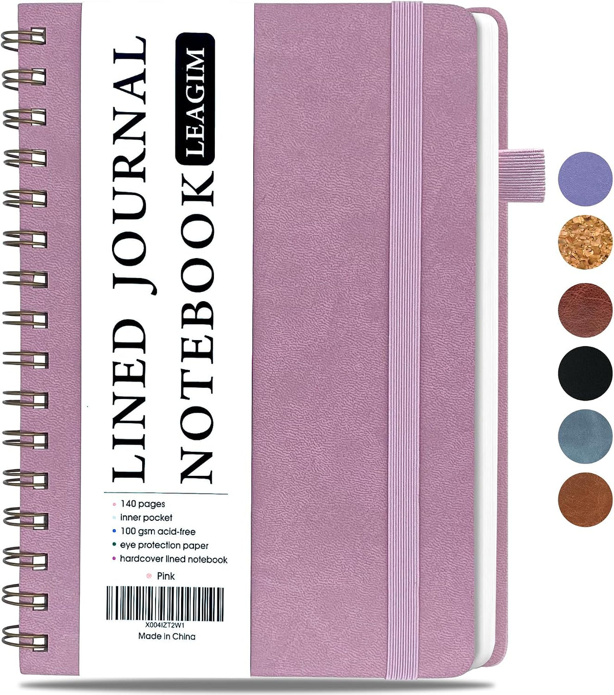 LEAGIM Lined Spiral Journal Notebook for Women & Men, College Ruled Hardcover Notebook for Work & Note Taking, Journals for Writing, 100 GSM, Business, School, 140 Pages, A5(5.8"x8.5") - Pink