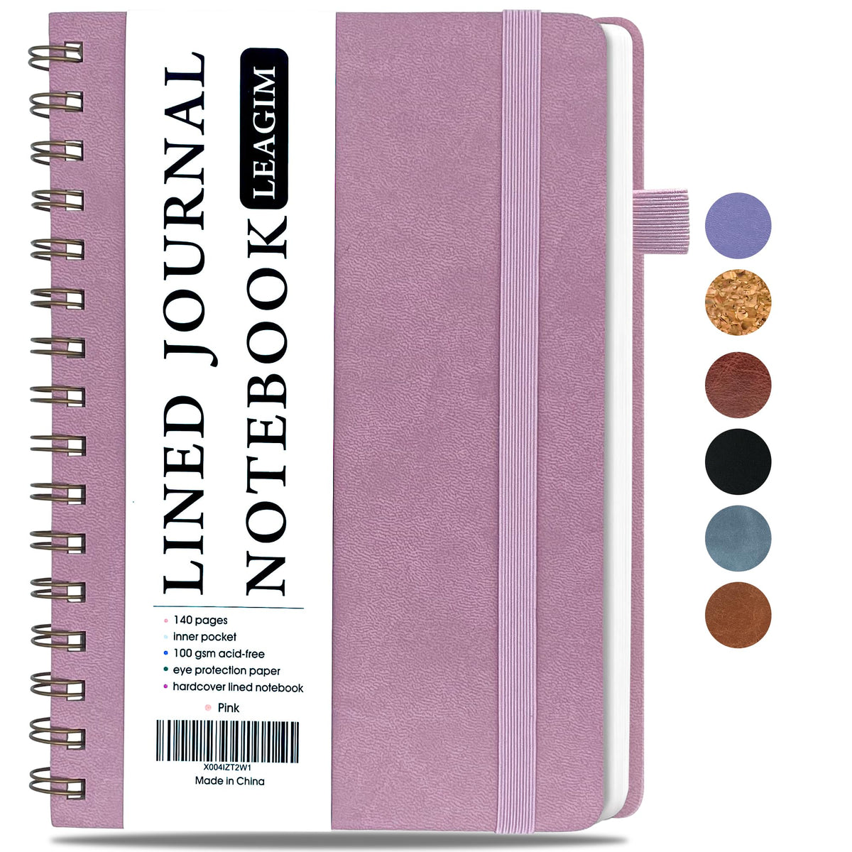 LEAGIM Lined Spiral Journal Notebook for Women & Men, College Ruled Hardcover Notebook for Work & Note Taking, Journals for Writing, 100 GSM, Business, School, 140 Pages, A5(5.8"x8.5") - Pink