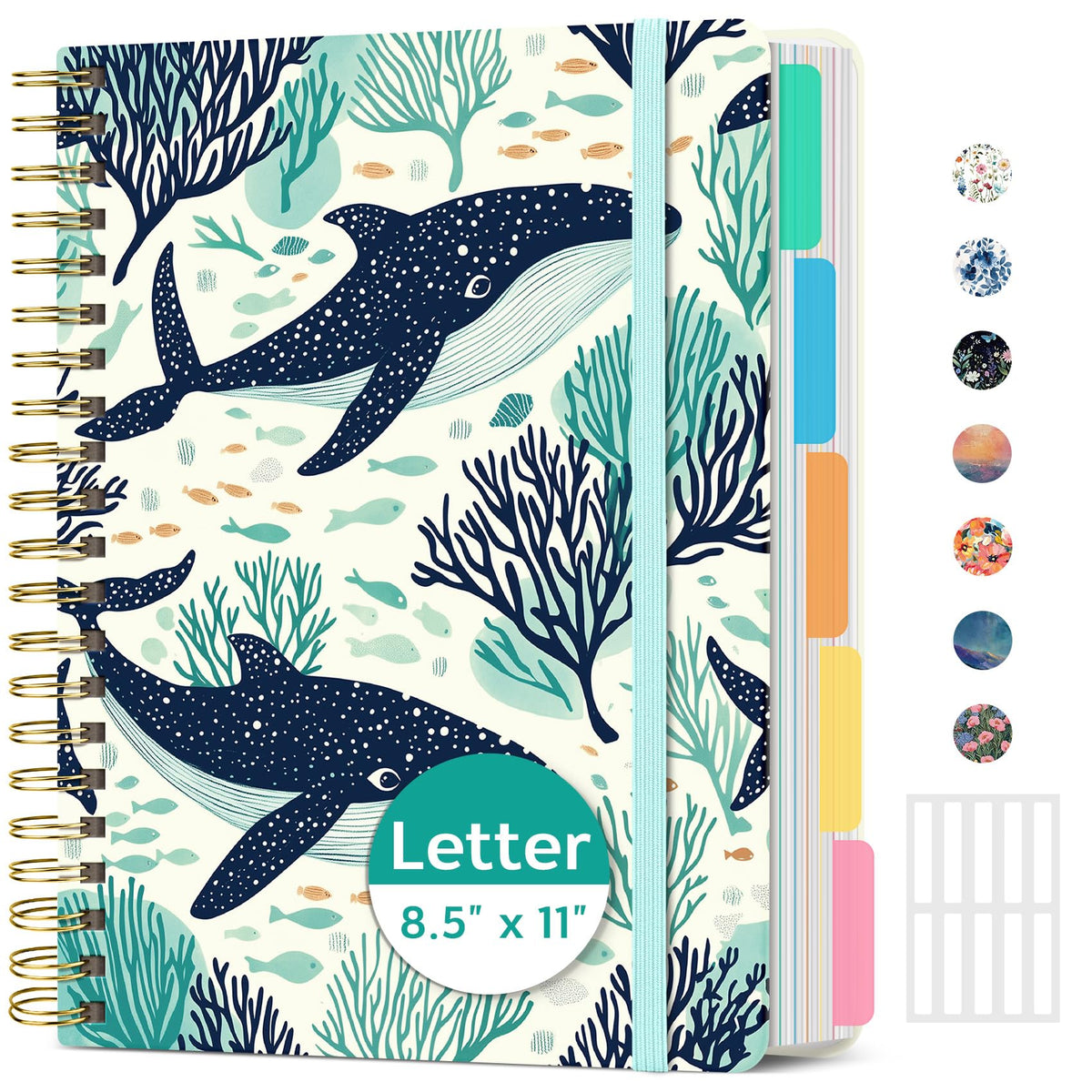 Taja Large Spiral Notebooks for Work 5 Subject with Removable Dividers