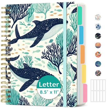 Taja Large Spiral Notebooks for Work 5 Subject with Removable Dividers