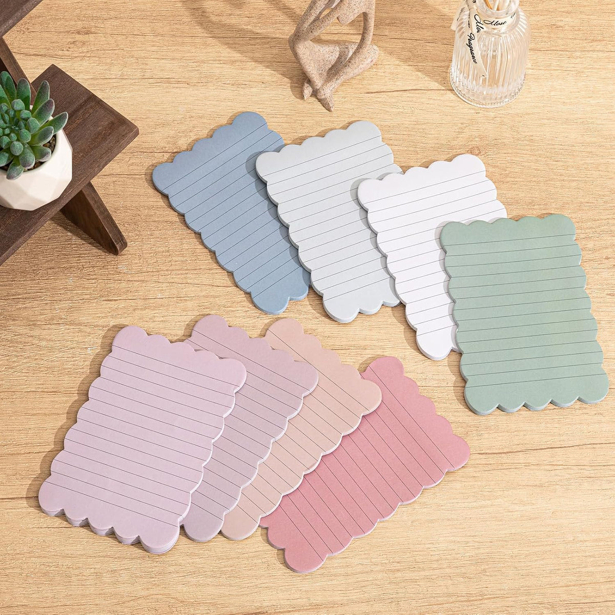 Eaasty 8 Pack Scalloped Sticky Notes Lined 4" X 6" Vintage Memo Pads