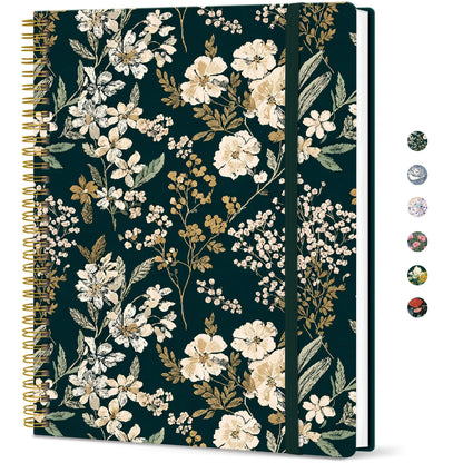 Taja Large Spiral Lined Journal for Women and Men, Notebook for Work