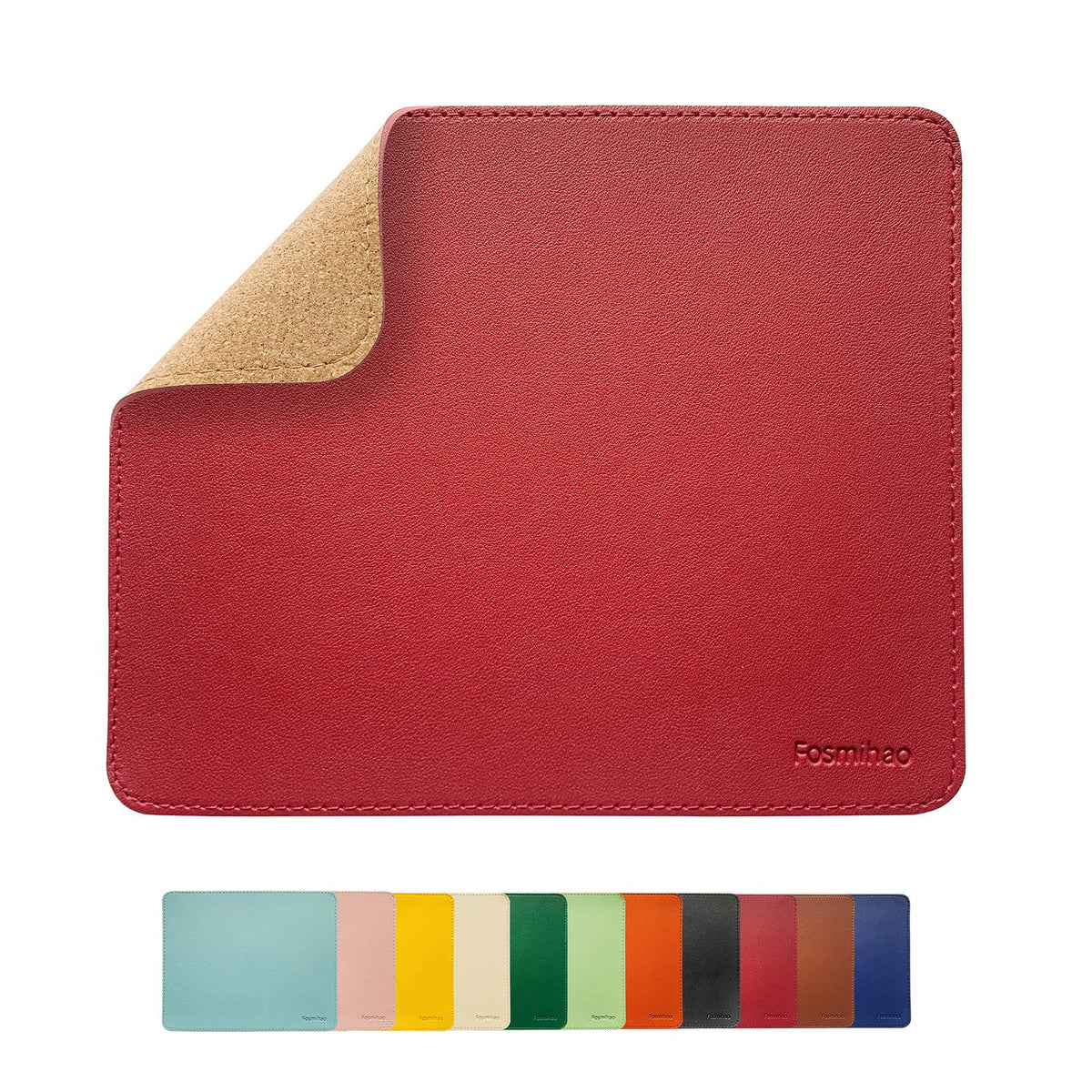 Leather Mouse Pad - Wooden Double-Side Mousepad with Stitched Edge, Waterproof Ultra Thin Mouse Pad for Computers, Laptop, Office & Home, 10.2 x 8.3 Inch, 1 Pack (Orange)