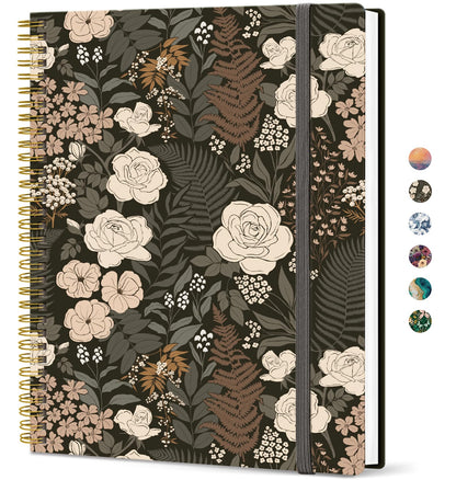 Taja Large Spiral Lined Journal for Women and Men, Notebook for Work