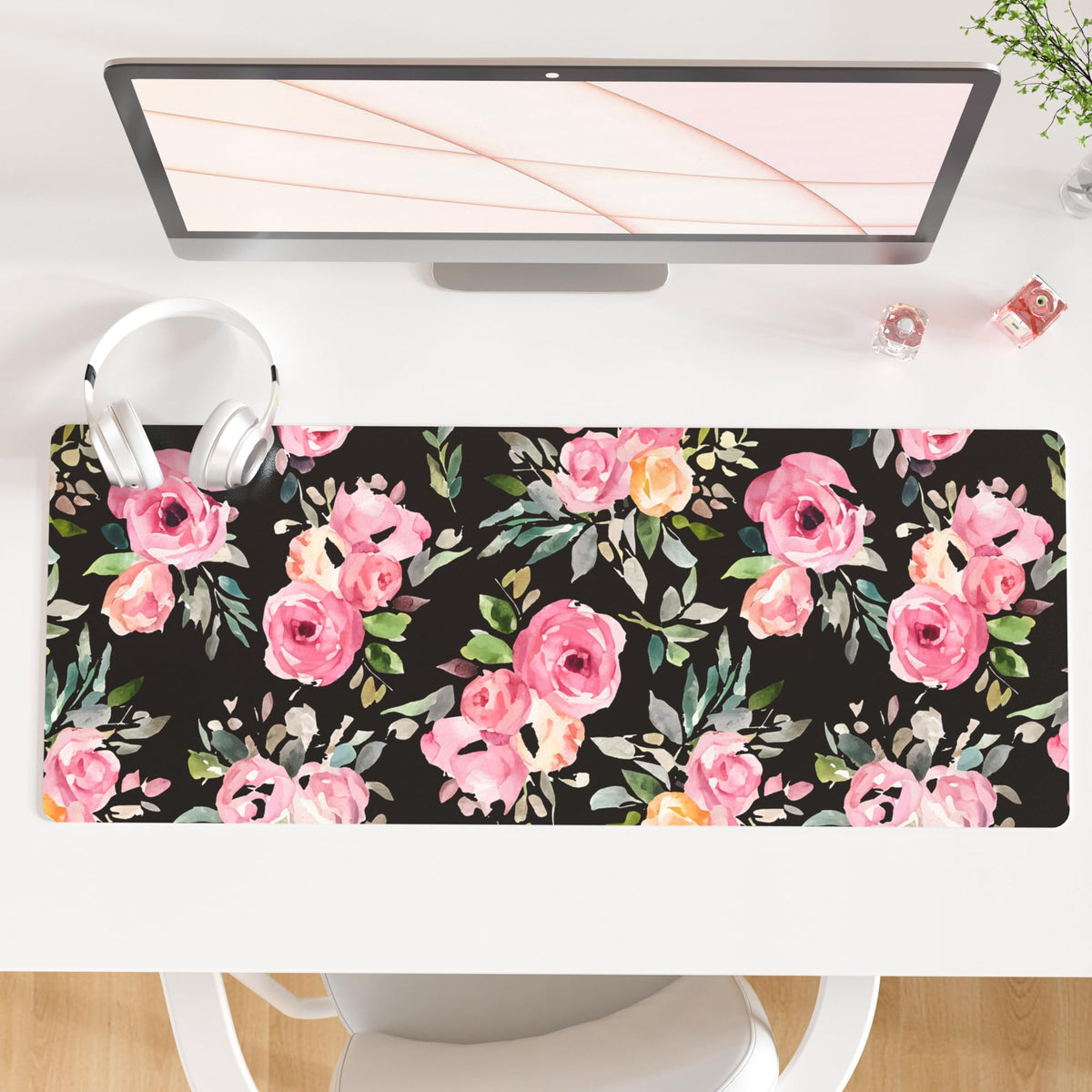 QiyI PU Leather Large Mouse Pad, Office Decor, 31.5" x 15.7", Rose Gold